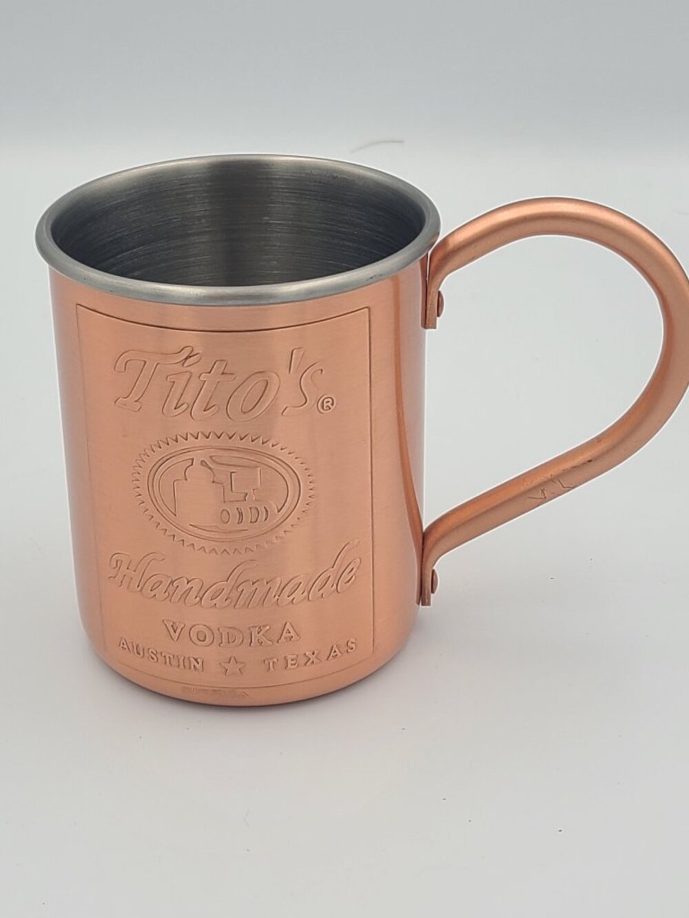 Titos Handmade Vodka Copper Moscow Mule Mug Stainless Steel Lined Barware Cup